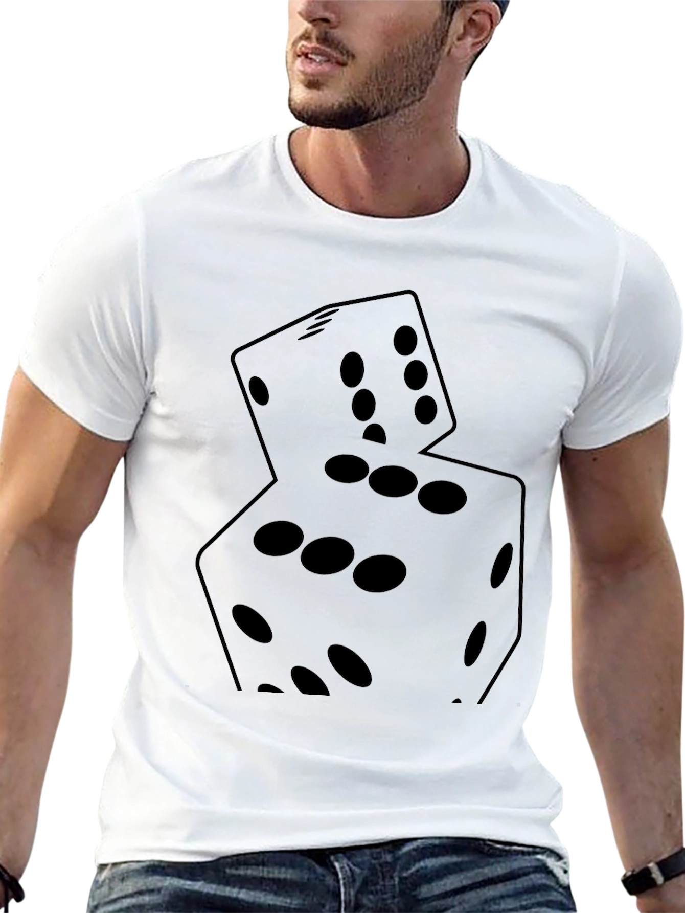 Dice Graphic Print Black T-Shirt