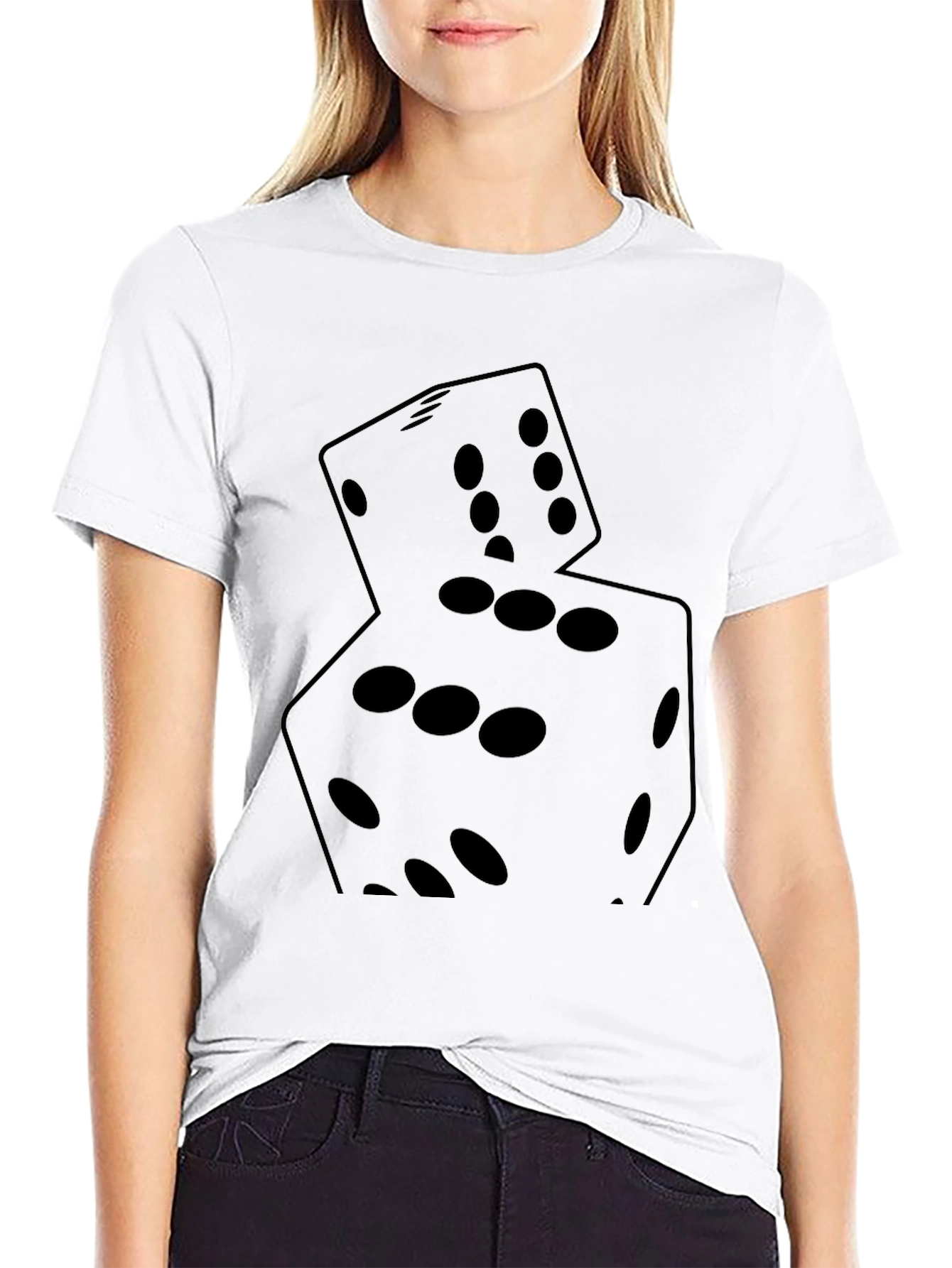 Dice Graphic Print Black T-Shirt