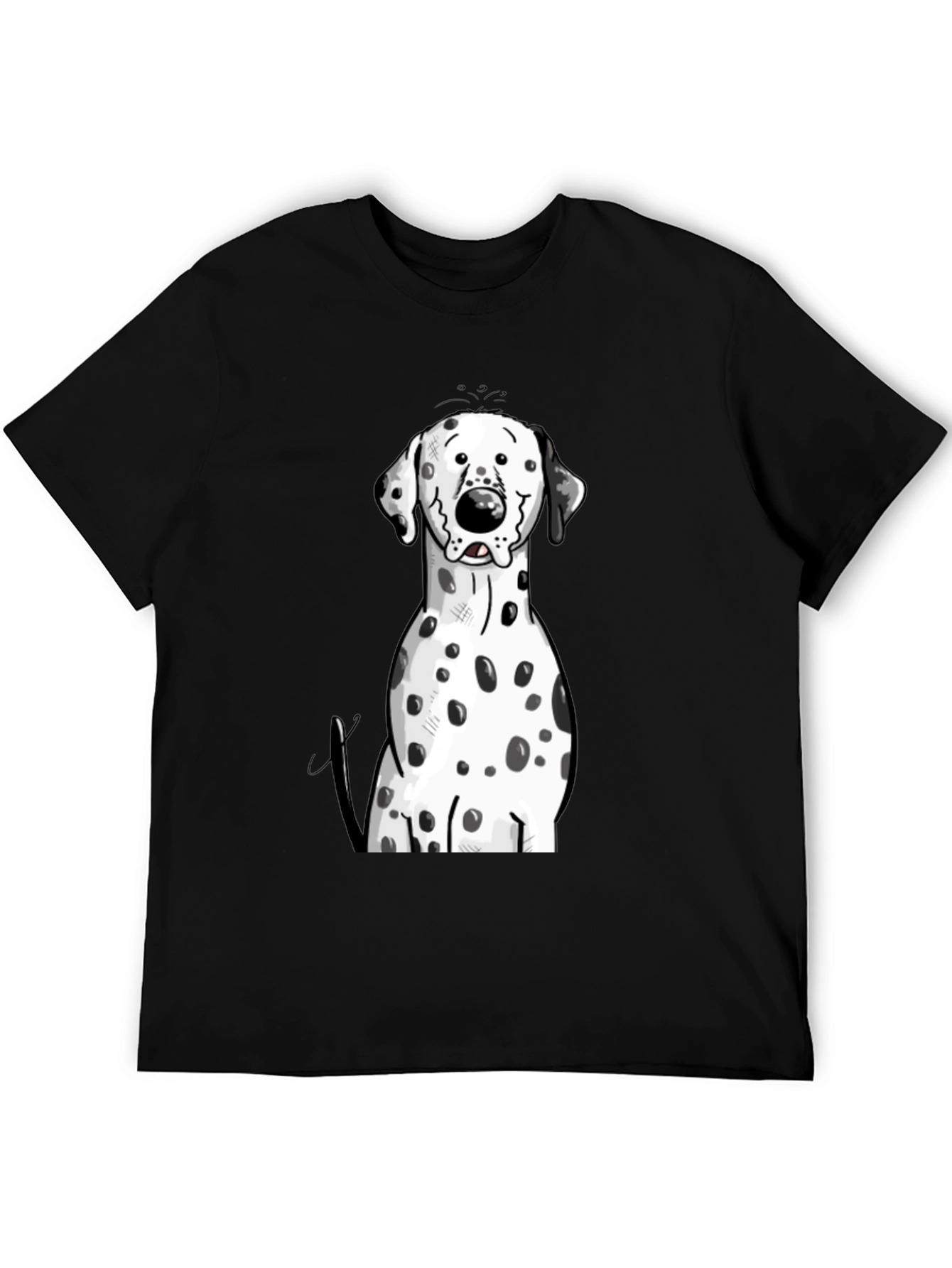 Dalmatian Dog Graphic Print Black T-Shirt