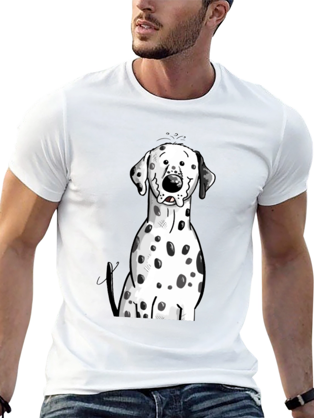 Dalmatian Dog Graphic Print Black T-Shirt
