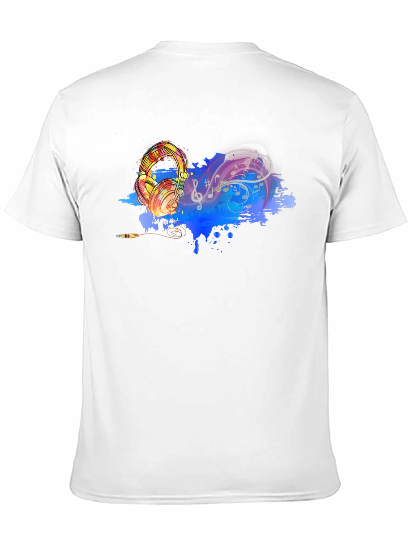 Music Lovers Graphic Tee - Headphones & Notes Design