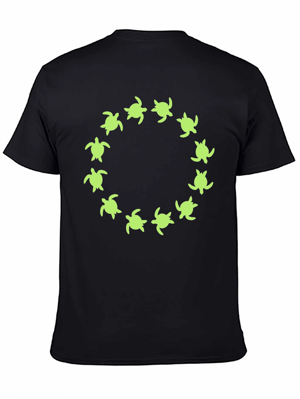 Turtle Circle Graphic Tee - Black Cotton Shirt