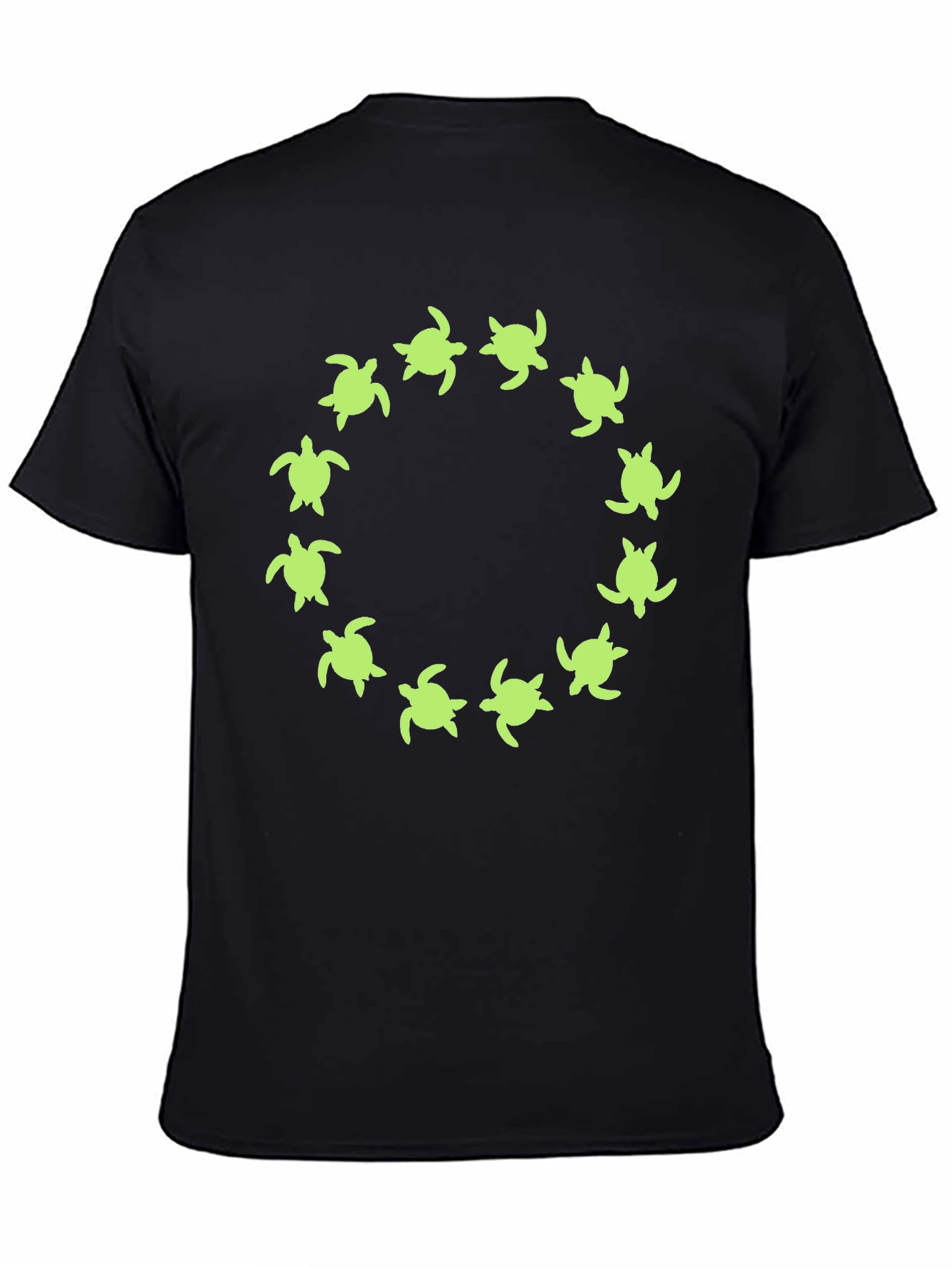 Turtle Circle Graphic Tee - Black Cotton Shirt