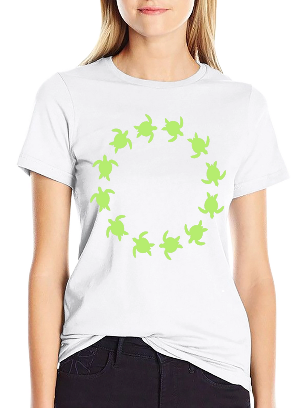 Turtle Circle Graphic Tee - Black Cotton Shirt