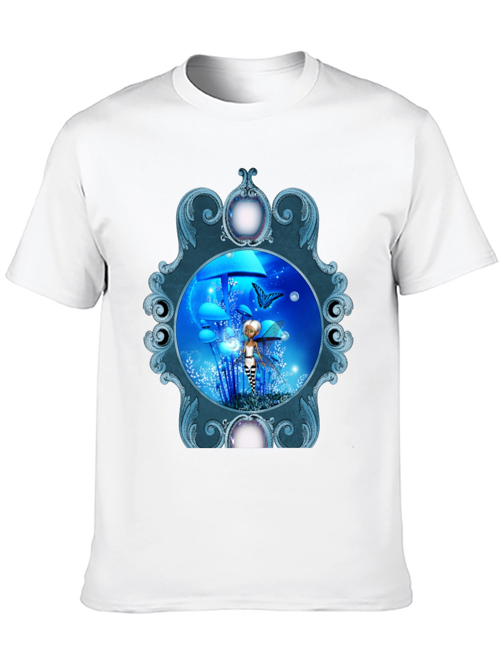 Fairy & Butterfly Graphic Print Black T-Shirt