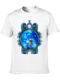 Fairy & Butterfly Graphic Print Black T-Shirt