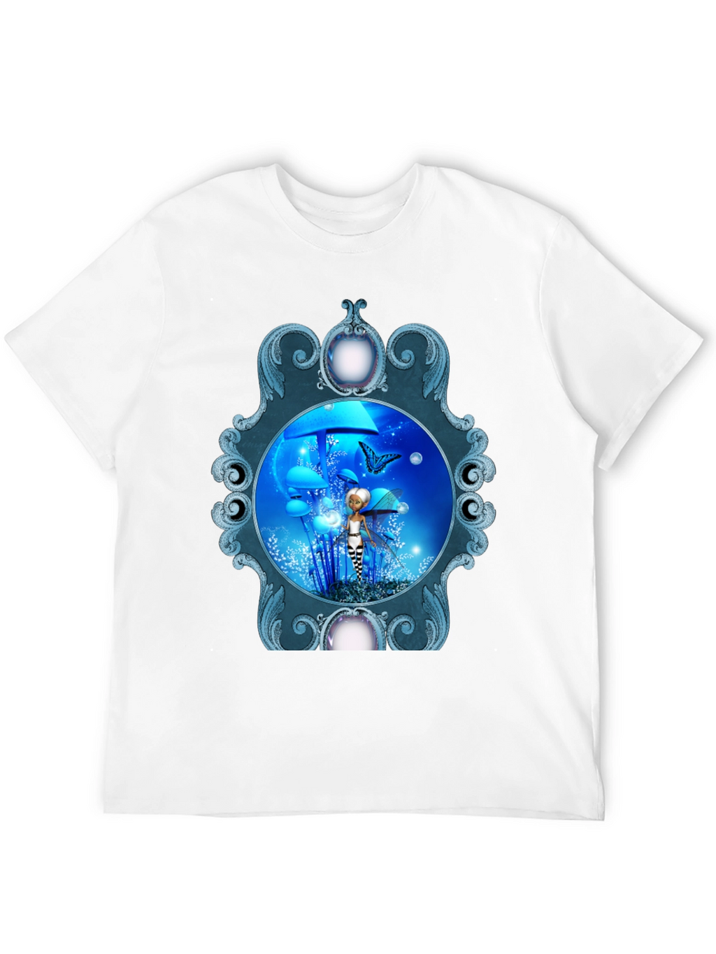 Fairy & Butterfly Graphic Print Black T-Shirt