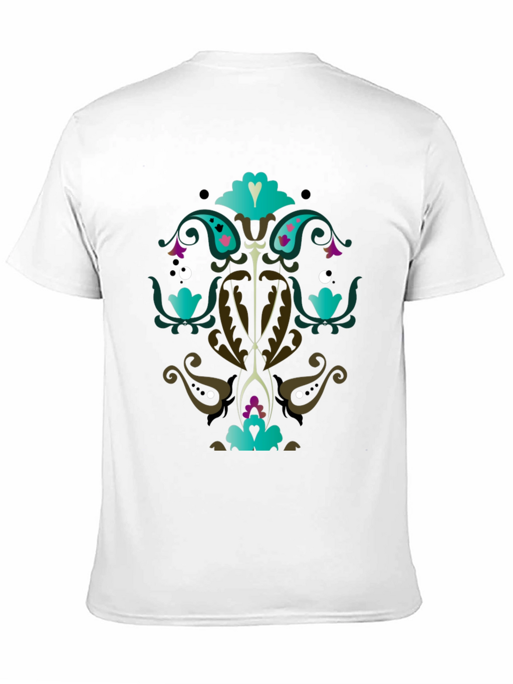 Ornate Floral Graphic Print Black T-Shirt