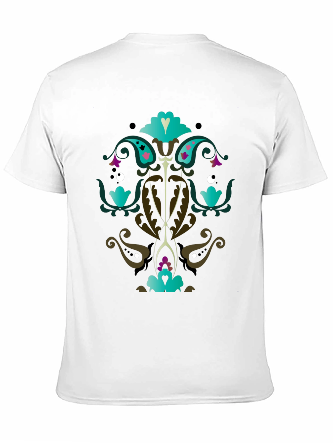 Ornate Floral Graphic Print Black T-Shirt