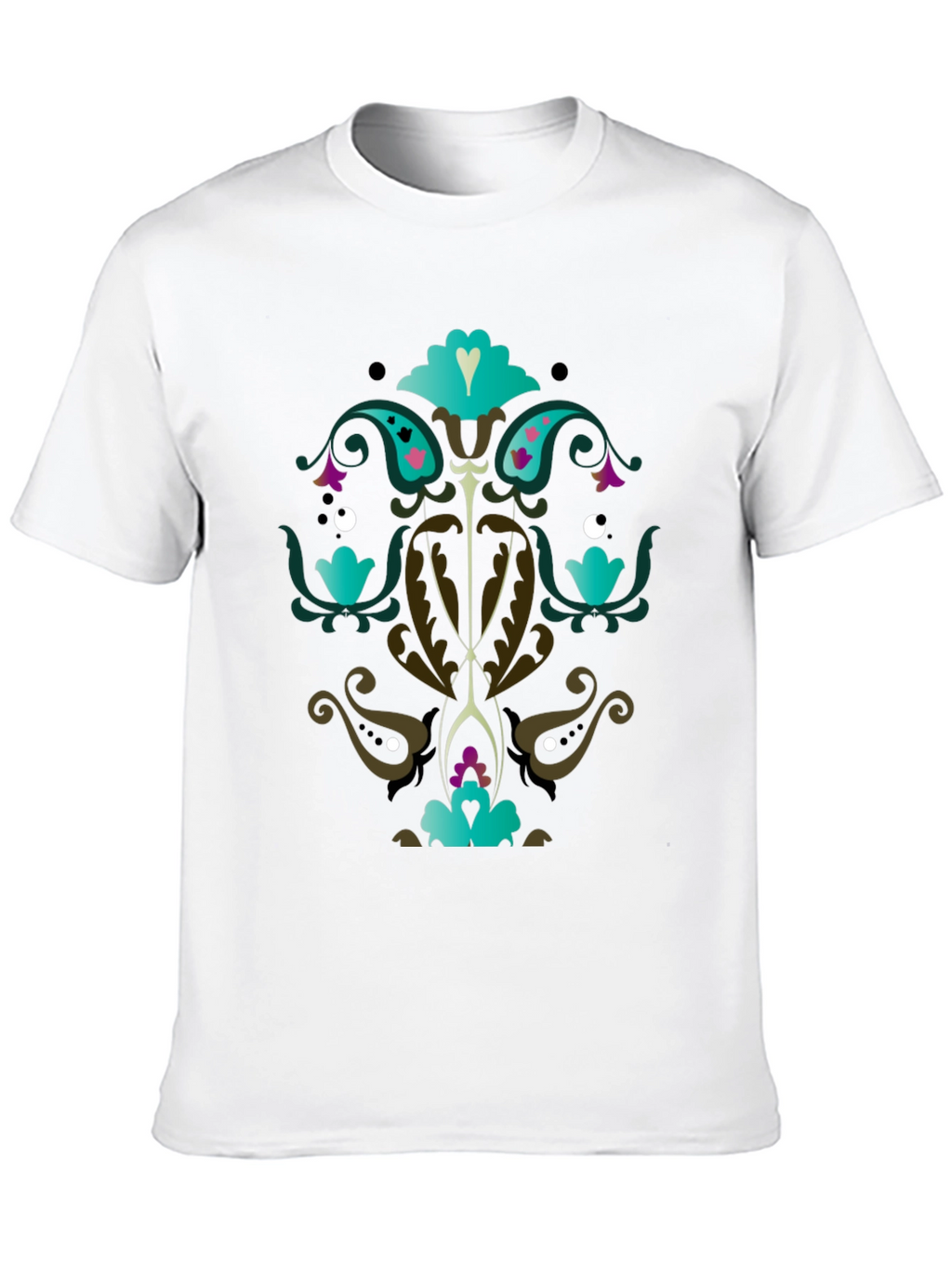 Ornate Floral Graphic Print Black T-Shirt