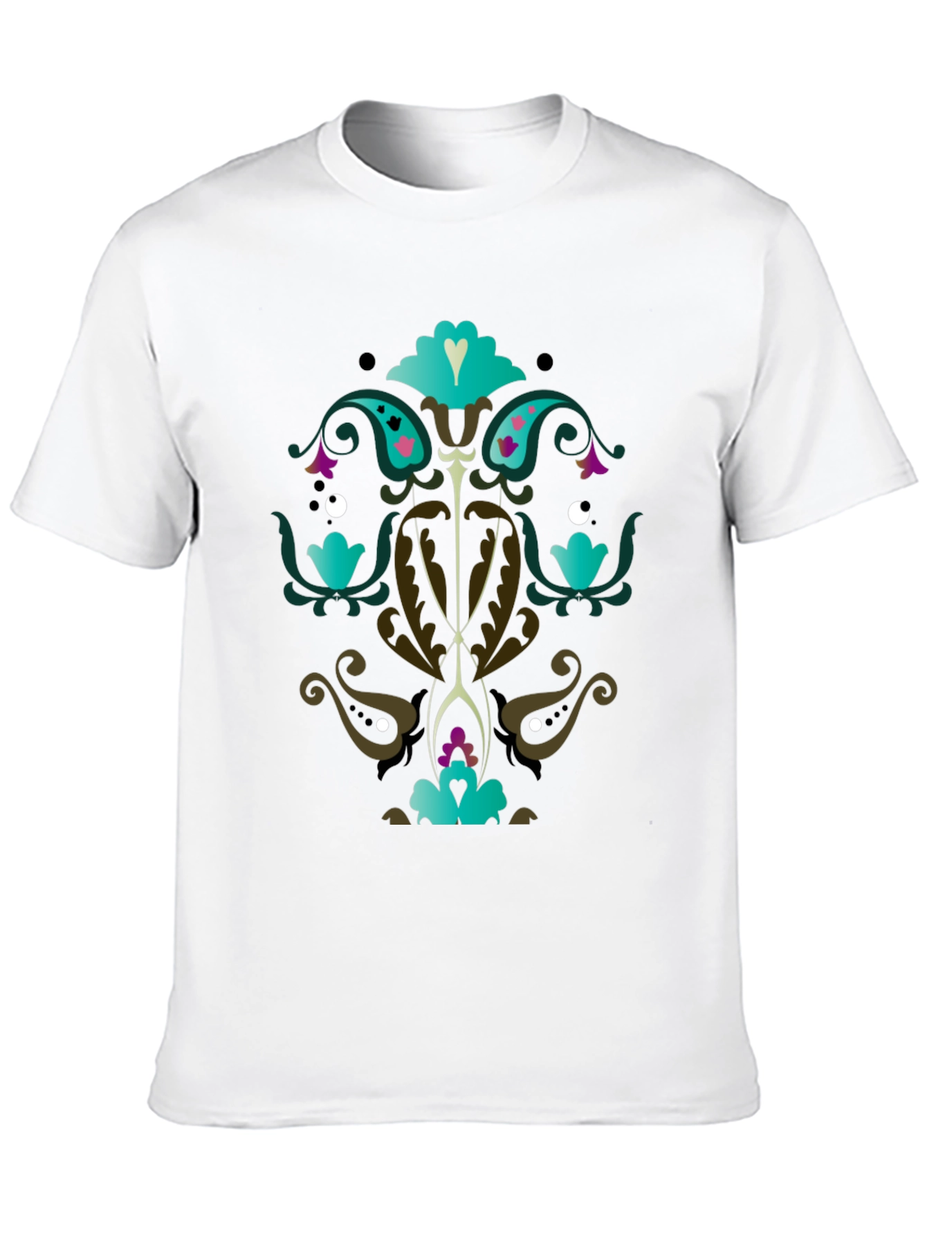 Ornate Floral Graphic Print Black T-Shirt