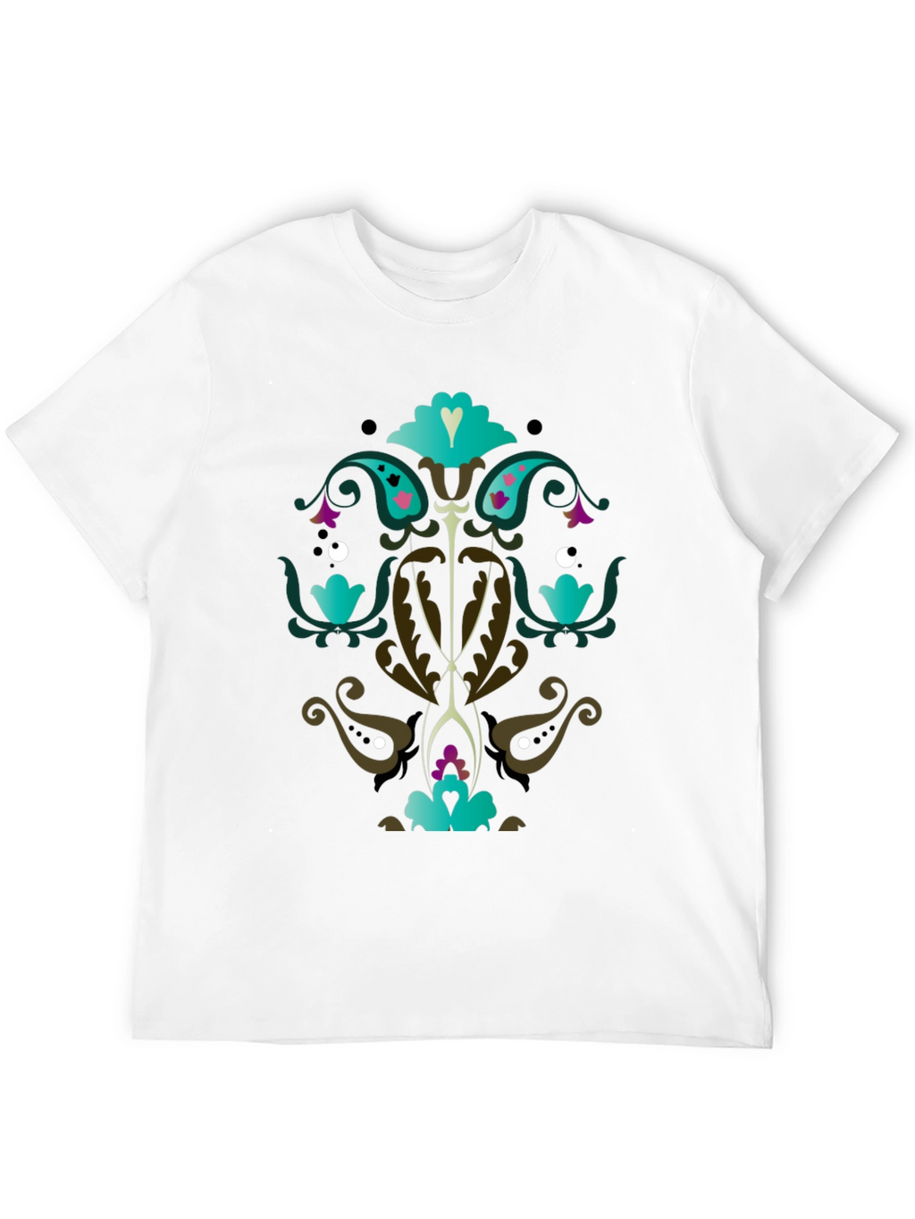 Ornate Floral Graphic Print Black T-Shirt
