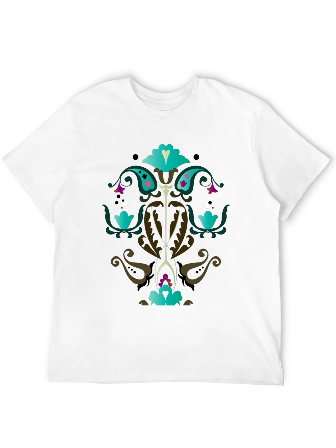 Ornate Floral Graphic Print Black T-Shirt