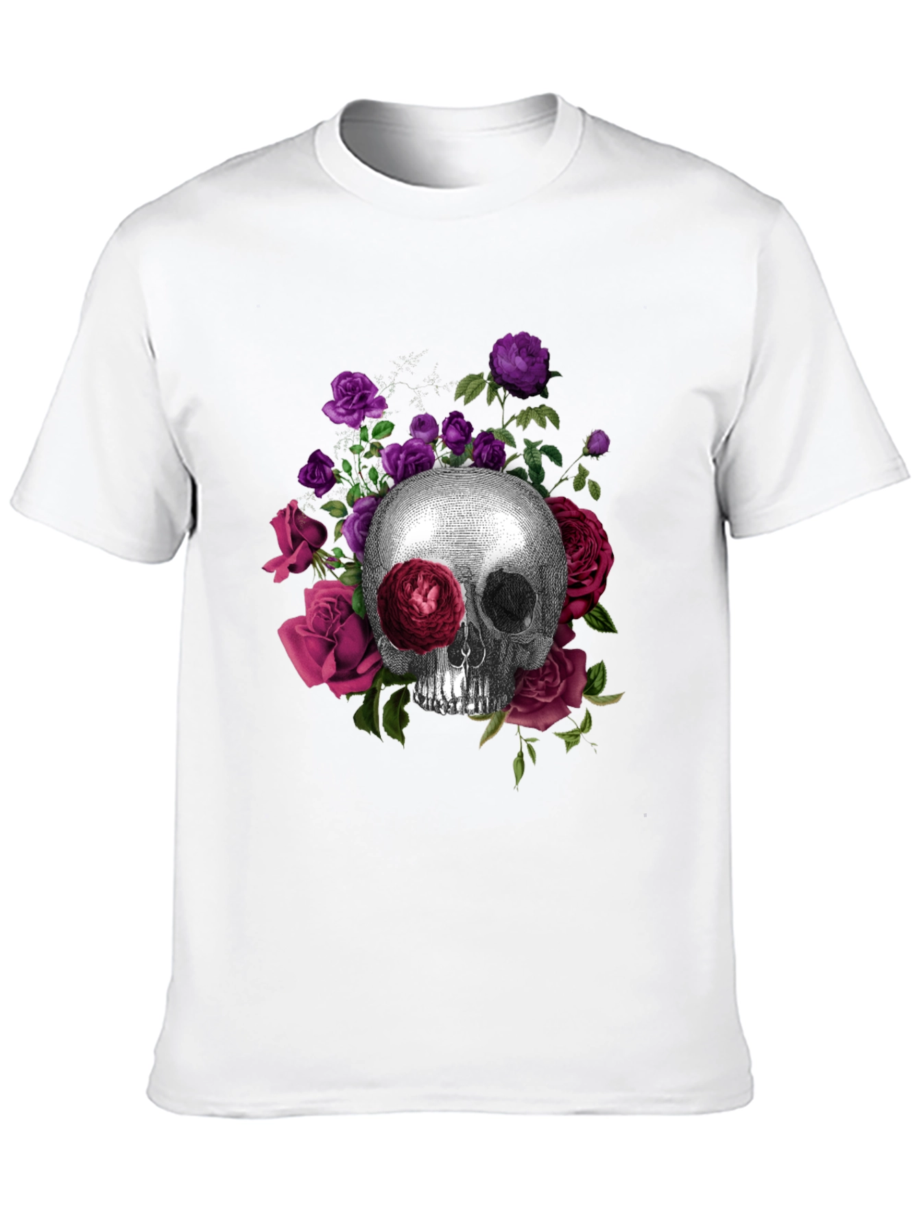 Skull and Roses Graphic Tee - Black