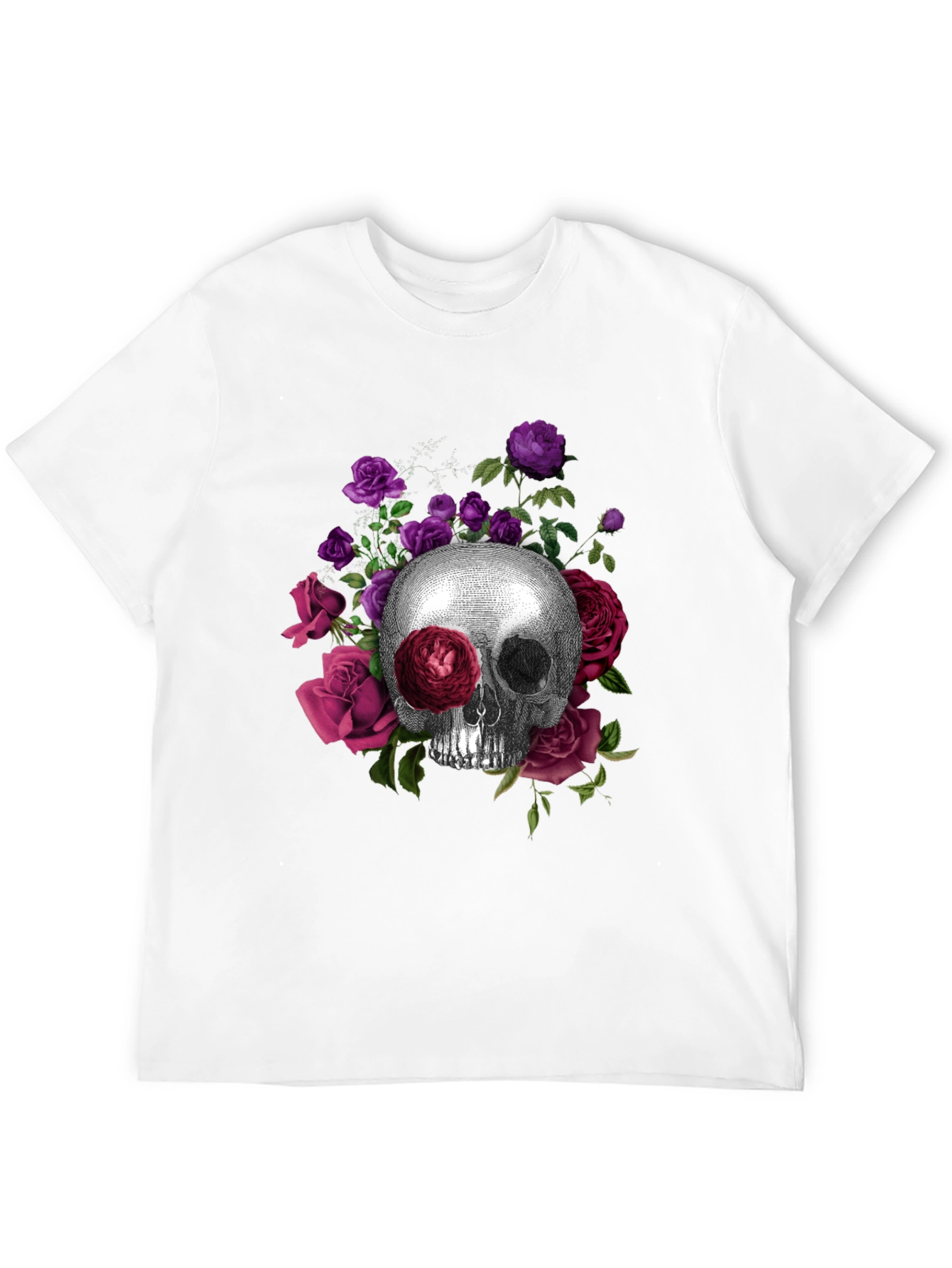 Skull and Roses Graphic Tee - Black