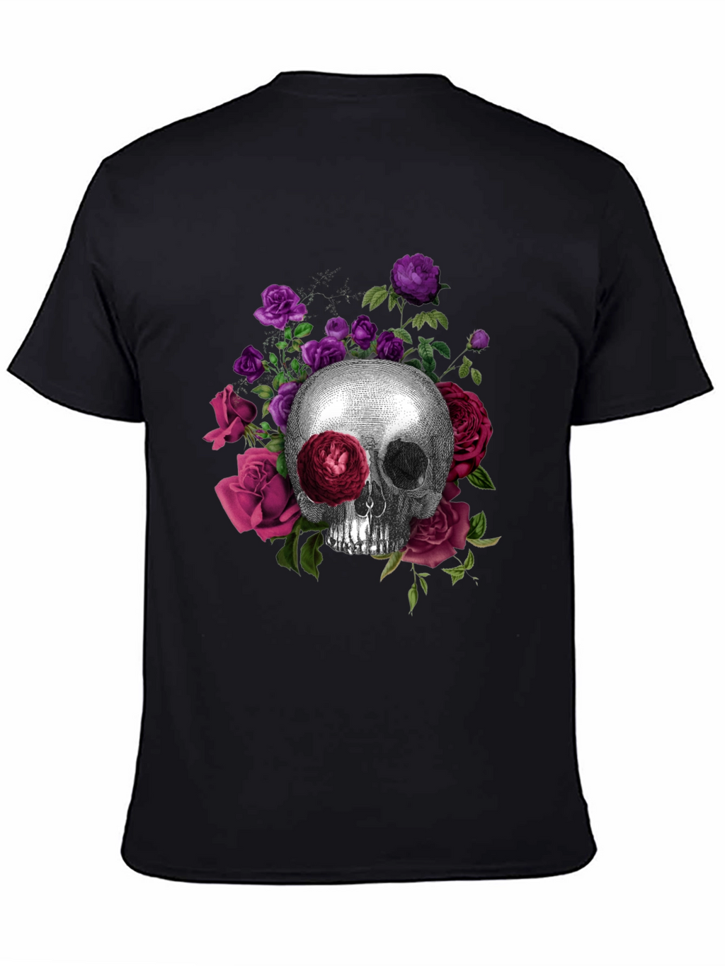 Skull and Roses Graphic Tee - Black