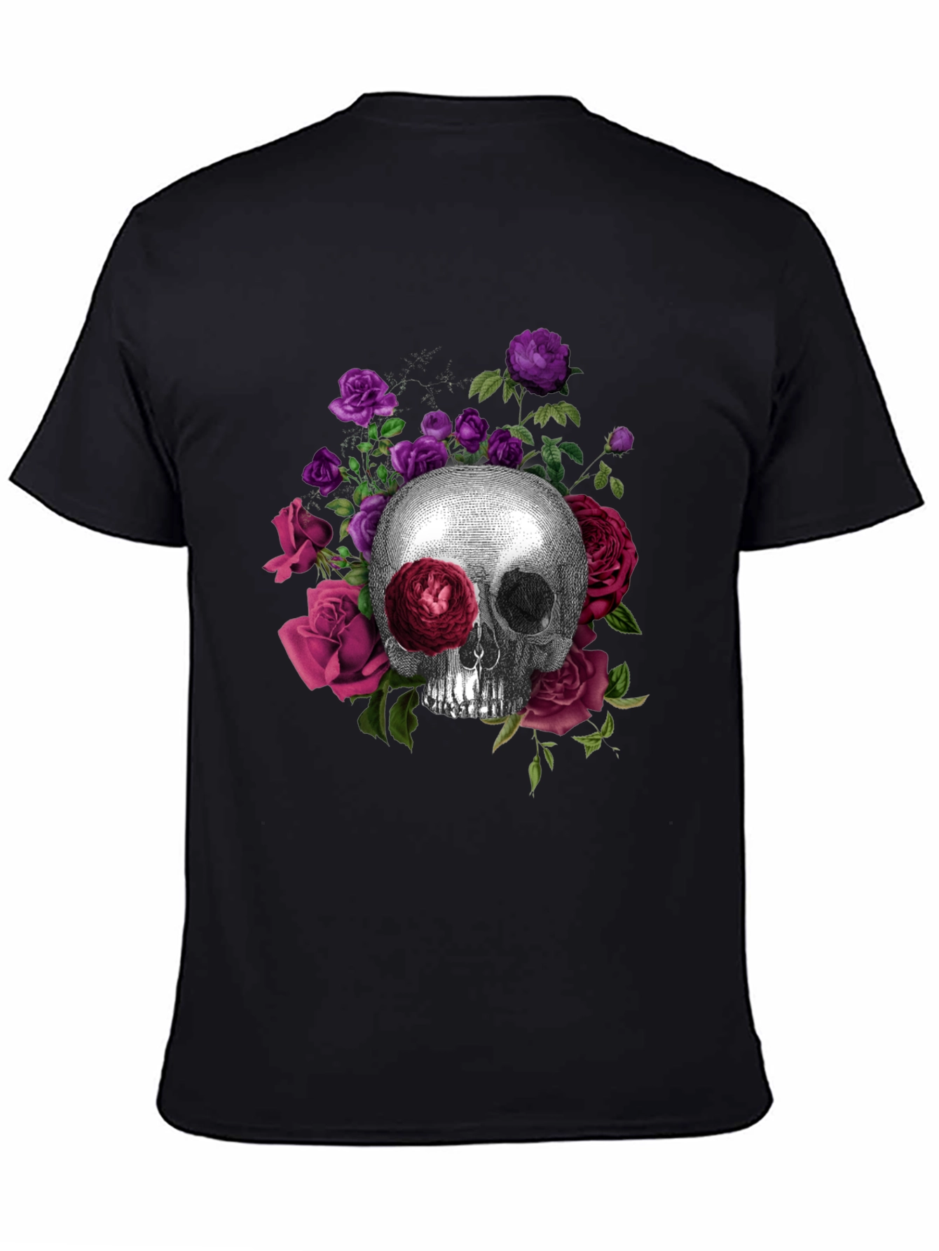 Skull and Roses Graphic Tee - Black
