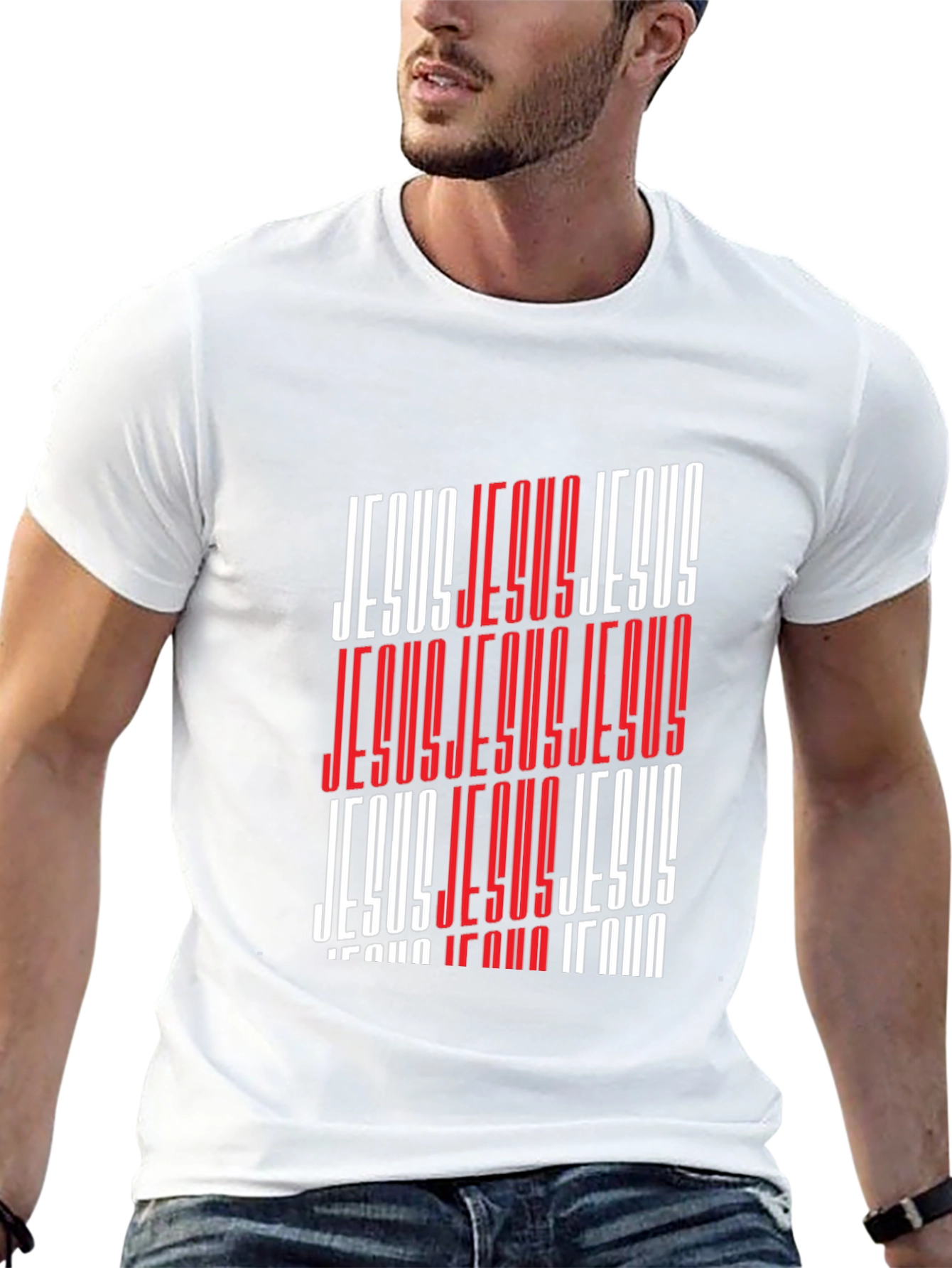 Bold Jesus Graphic Print Black T-Shirt