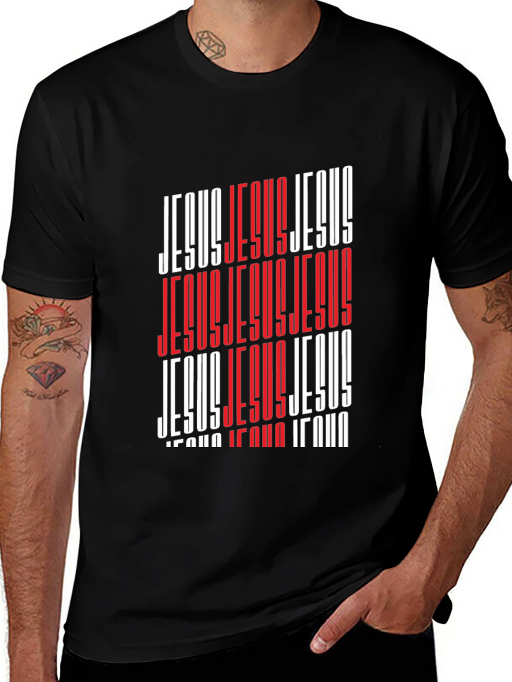 Bold Jesus Graphic Print Black T-Shirt