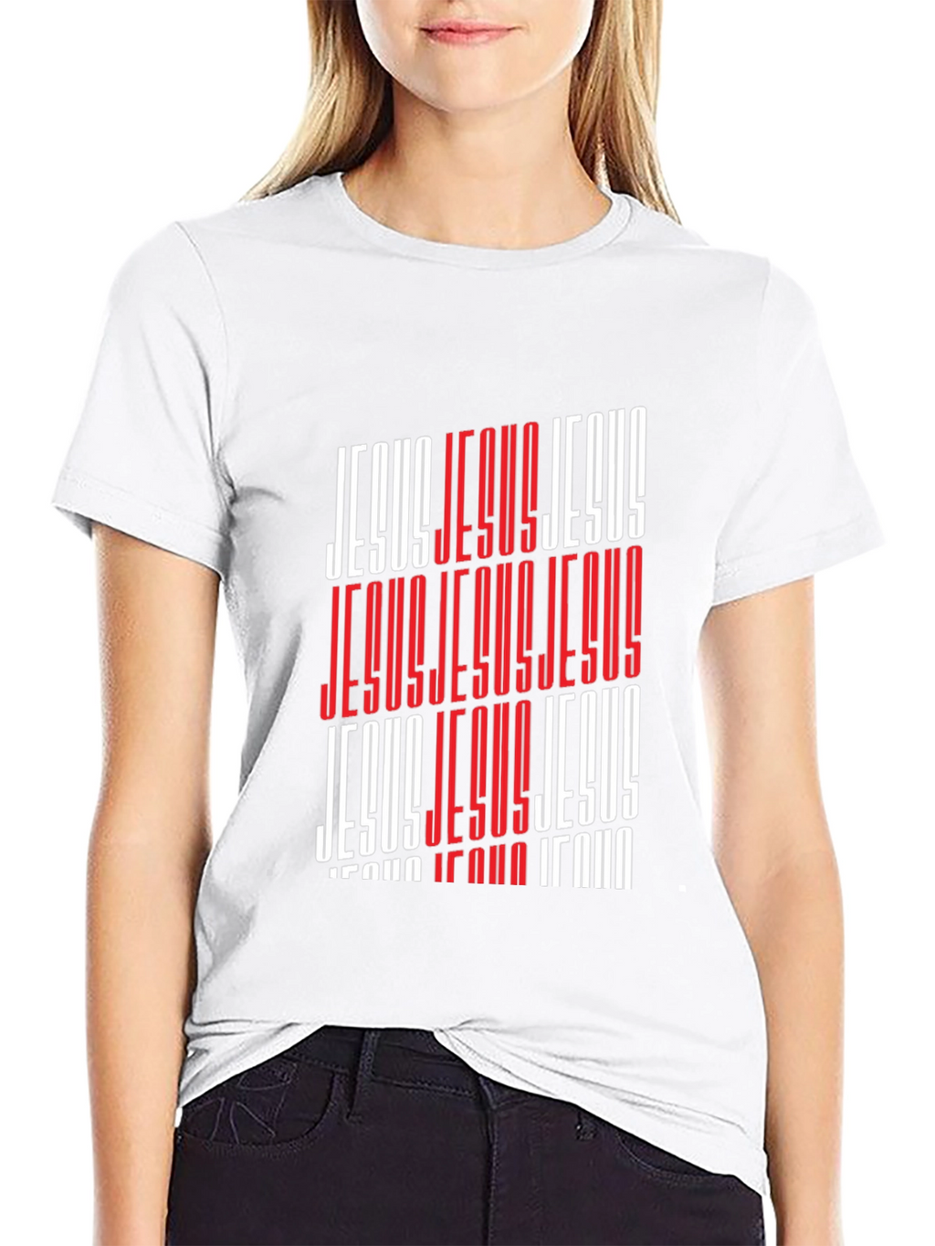 Bold Jesus Graphic Print Black T-Shirt