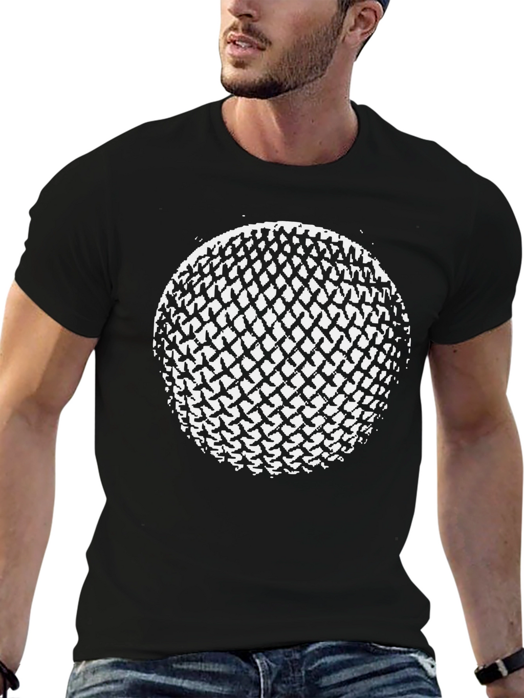 Abstract Sphere Graphic Black T-Shirt