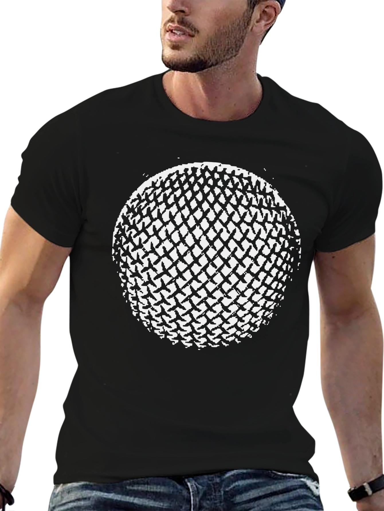 Abstract Sphere Graphic Black T-Shirt