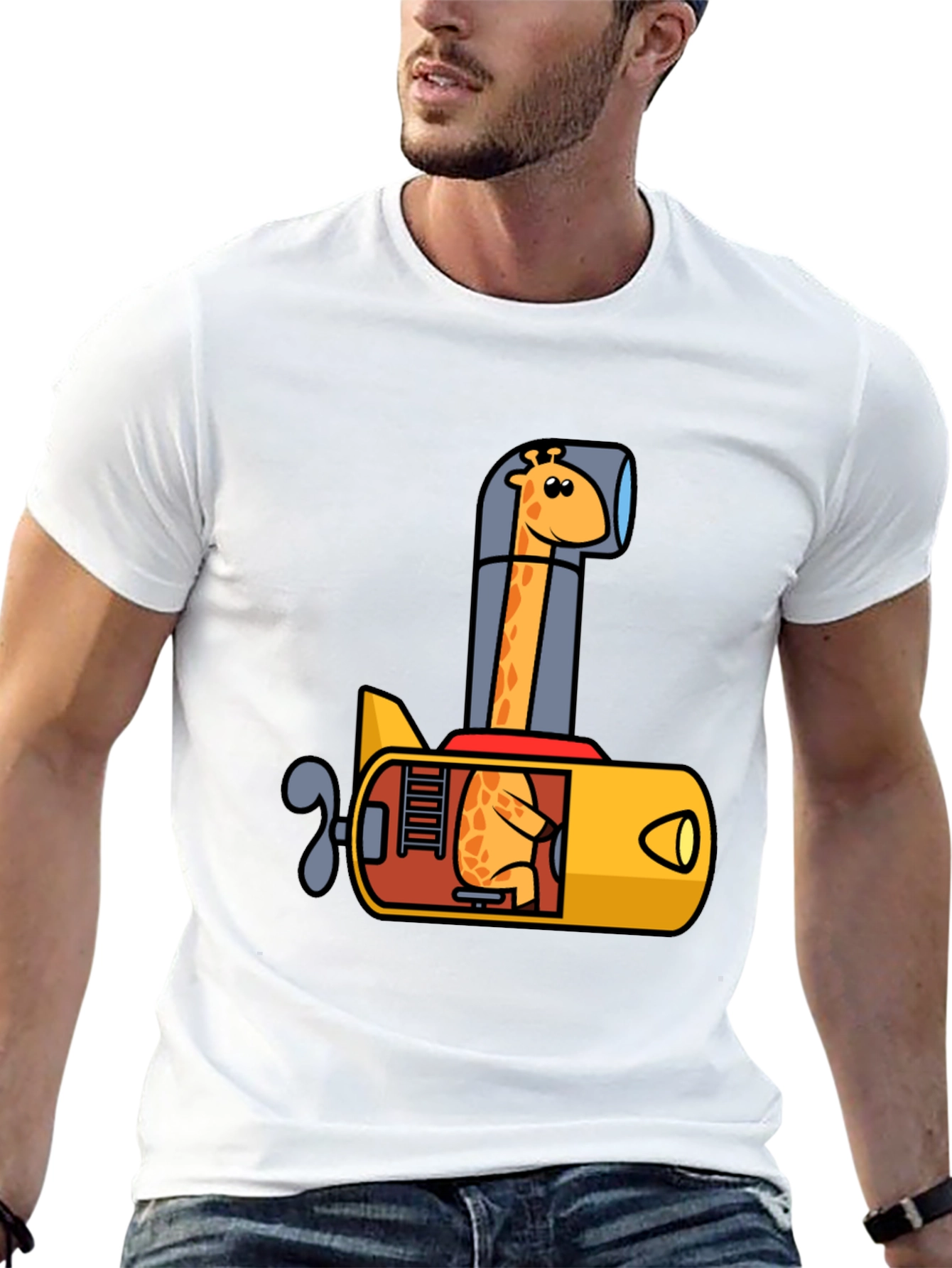 Giraffe Submarine Black T-Shirt