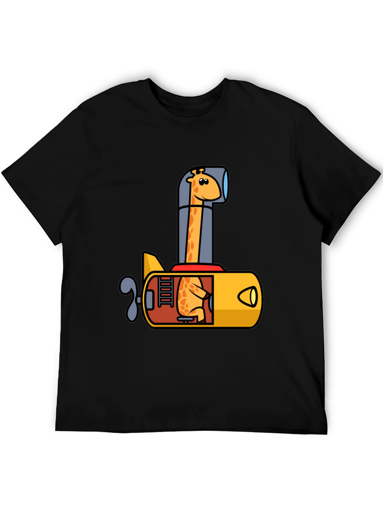 Giraffe Submarine Black T-Shirt
