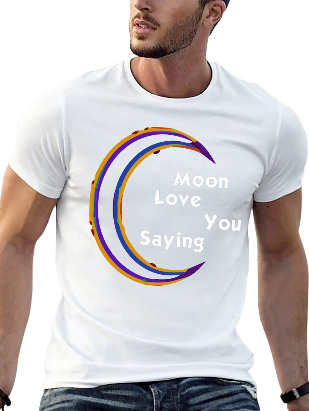 Moon Love You Saying Black T-Shirt