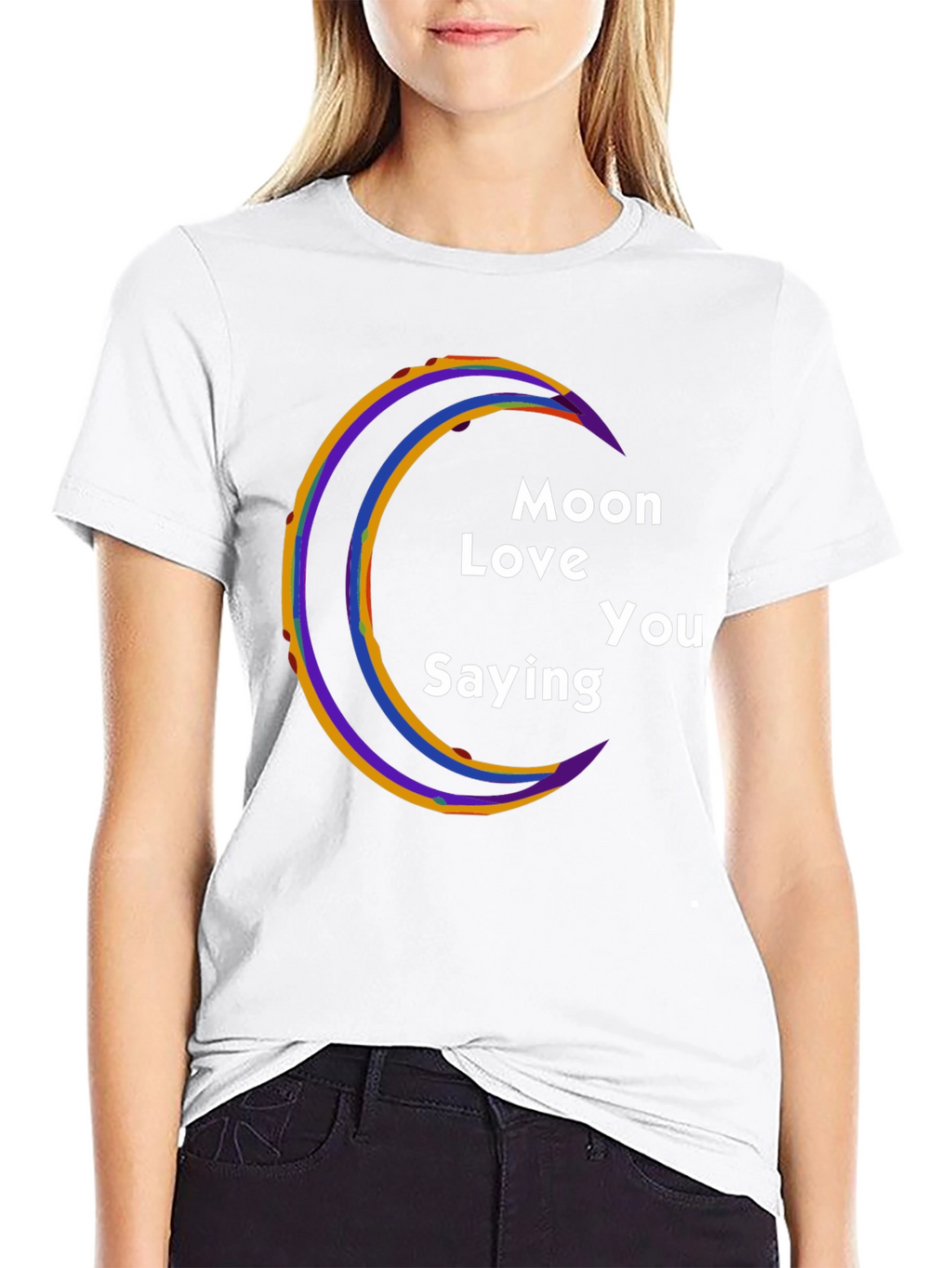 Moon Love You Saying Black T-Shirt