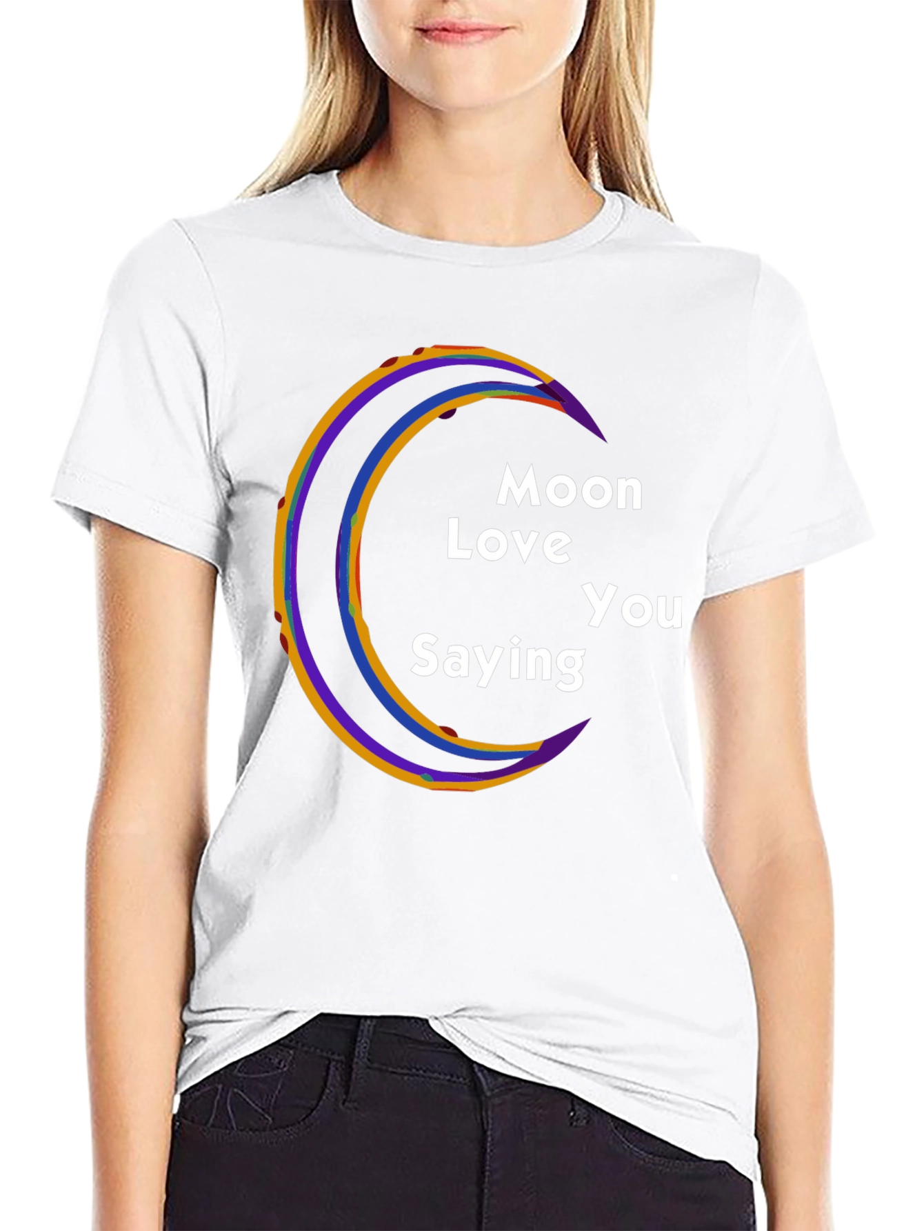 Moon Love You Saying Black T-Shirt