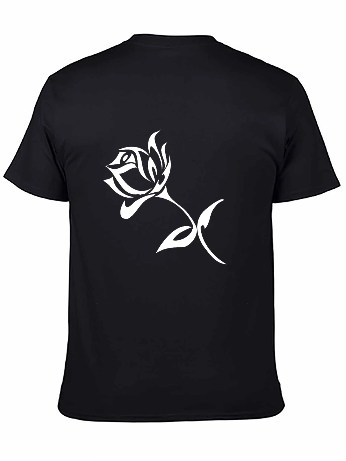 Black T-Shirt with Rose Graphic