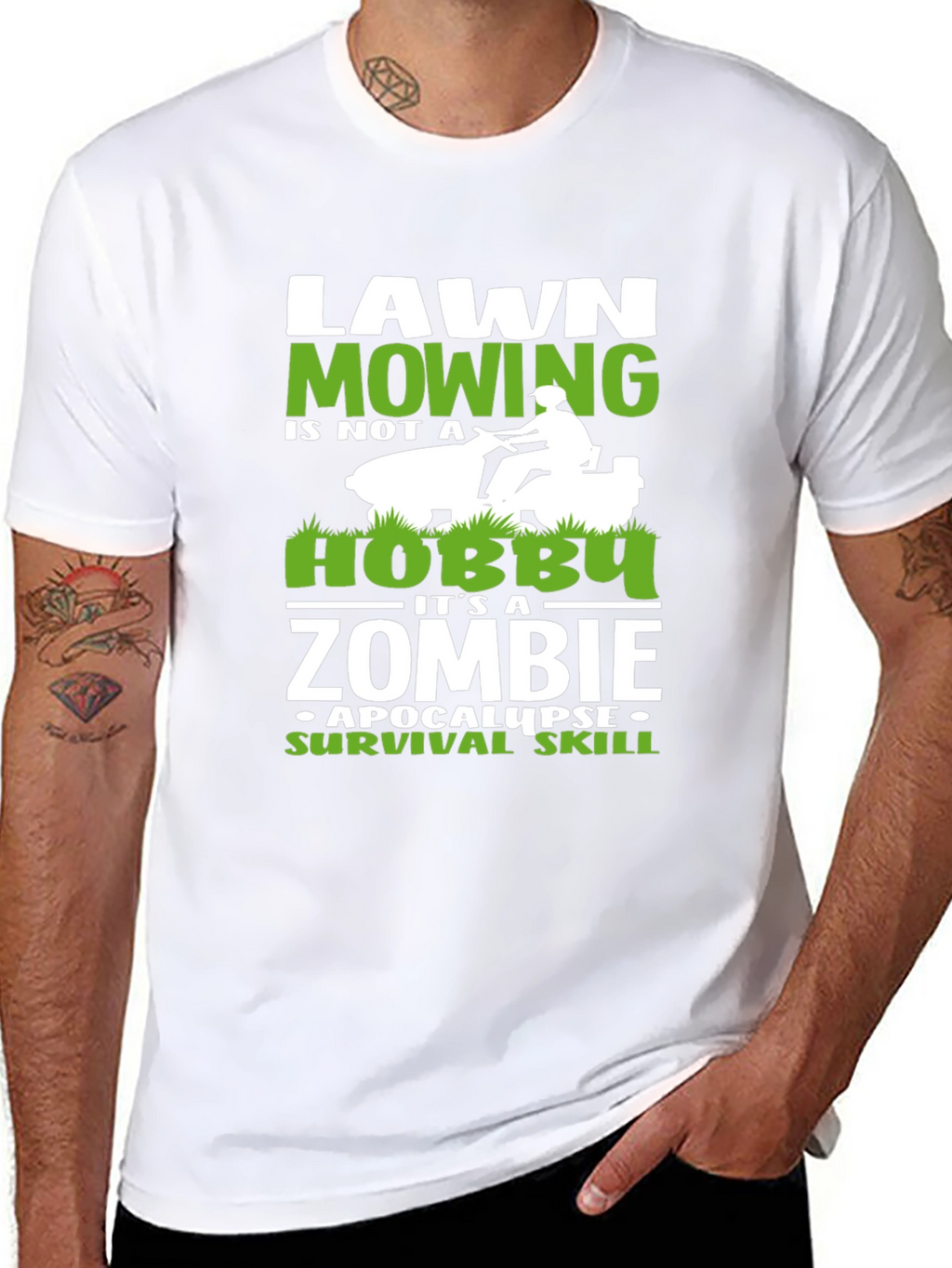 Lawn Mowing Zombie Apocalypse Survival Skill Graphic Tee