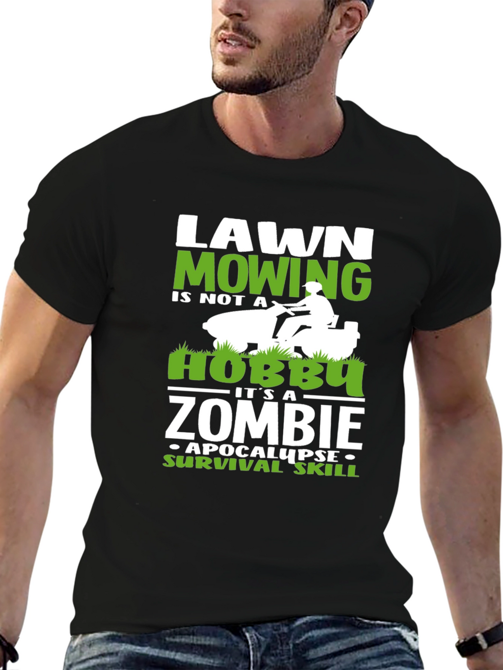 Lawn Mowing Zombie Apocalypse Survival Skill Graphic Tee
