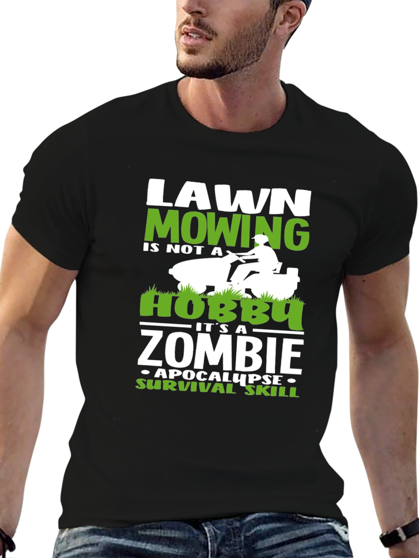 Lawn Mowing Zombie Apocalypse Survival Skill Graphic Tee