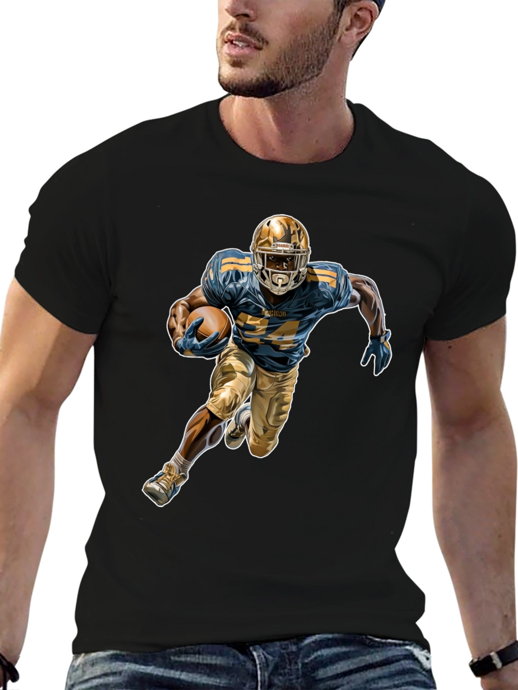 Football Player Graphic Tee - Stylish Sportswear