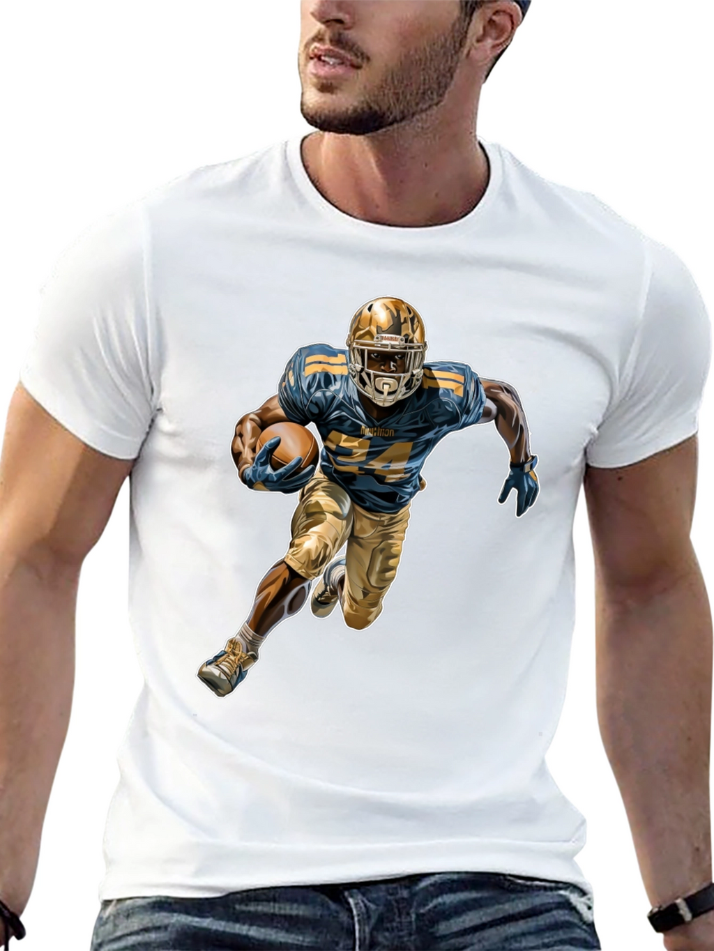 Football Player Graphic Tee - Stylish Sportswear