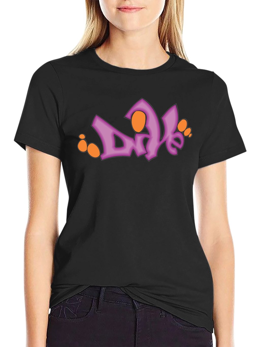 Trendy Black T-Shirt with Graphic Print