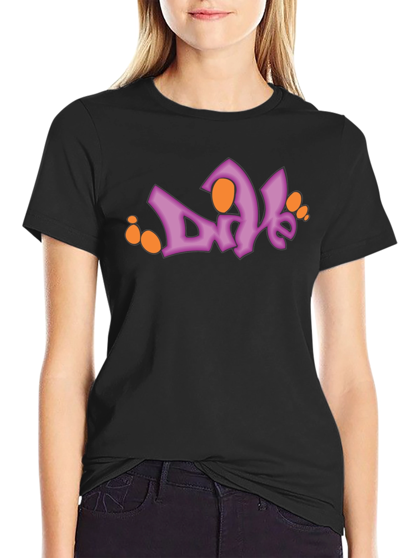 Trendy Black T-Shirt with Graphic Print