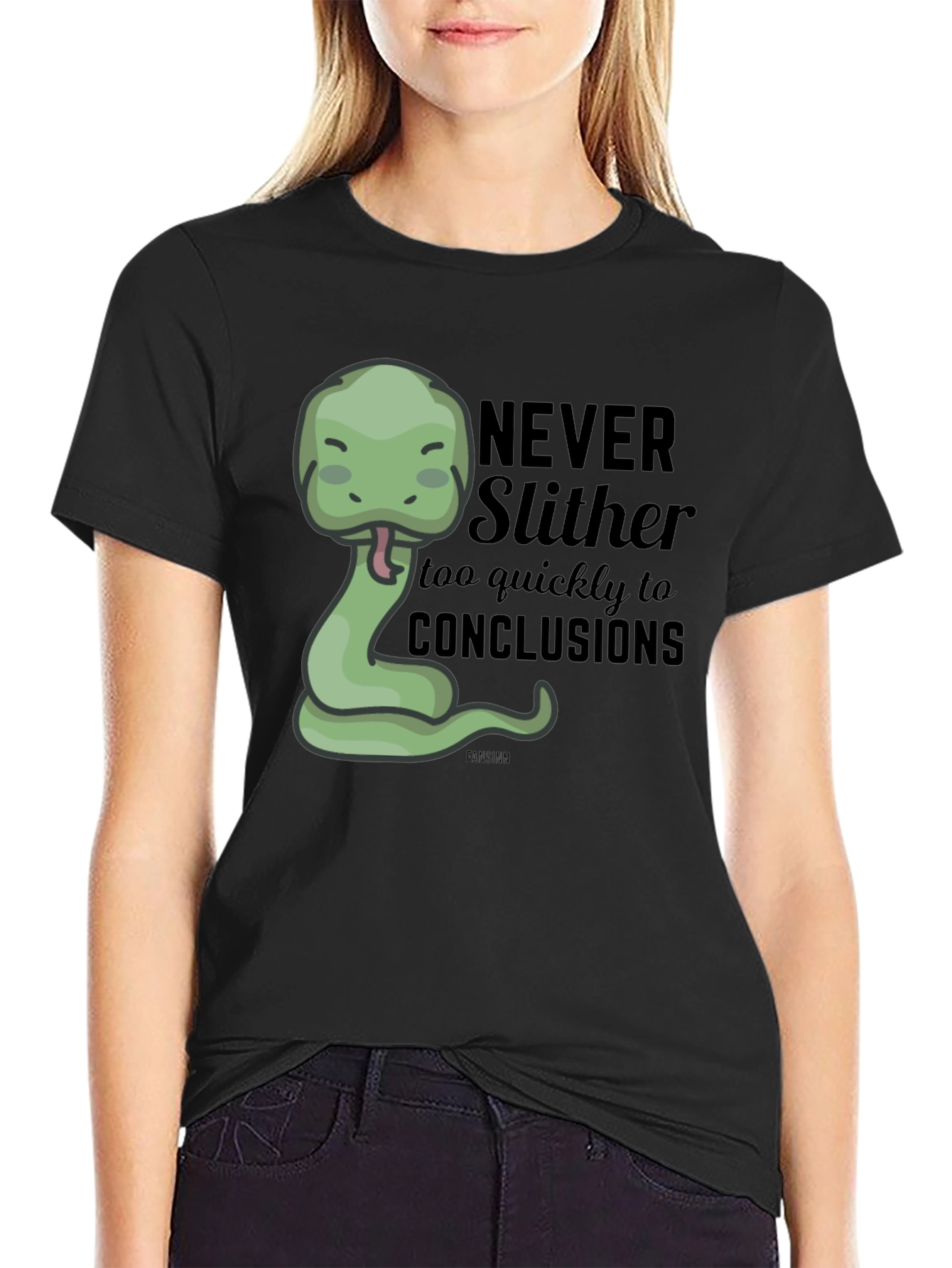 Funny Snake Graphic T-Shirt - Never Slither to Conclusions