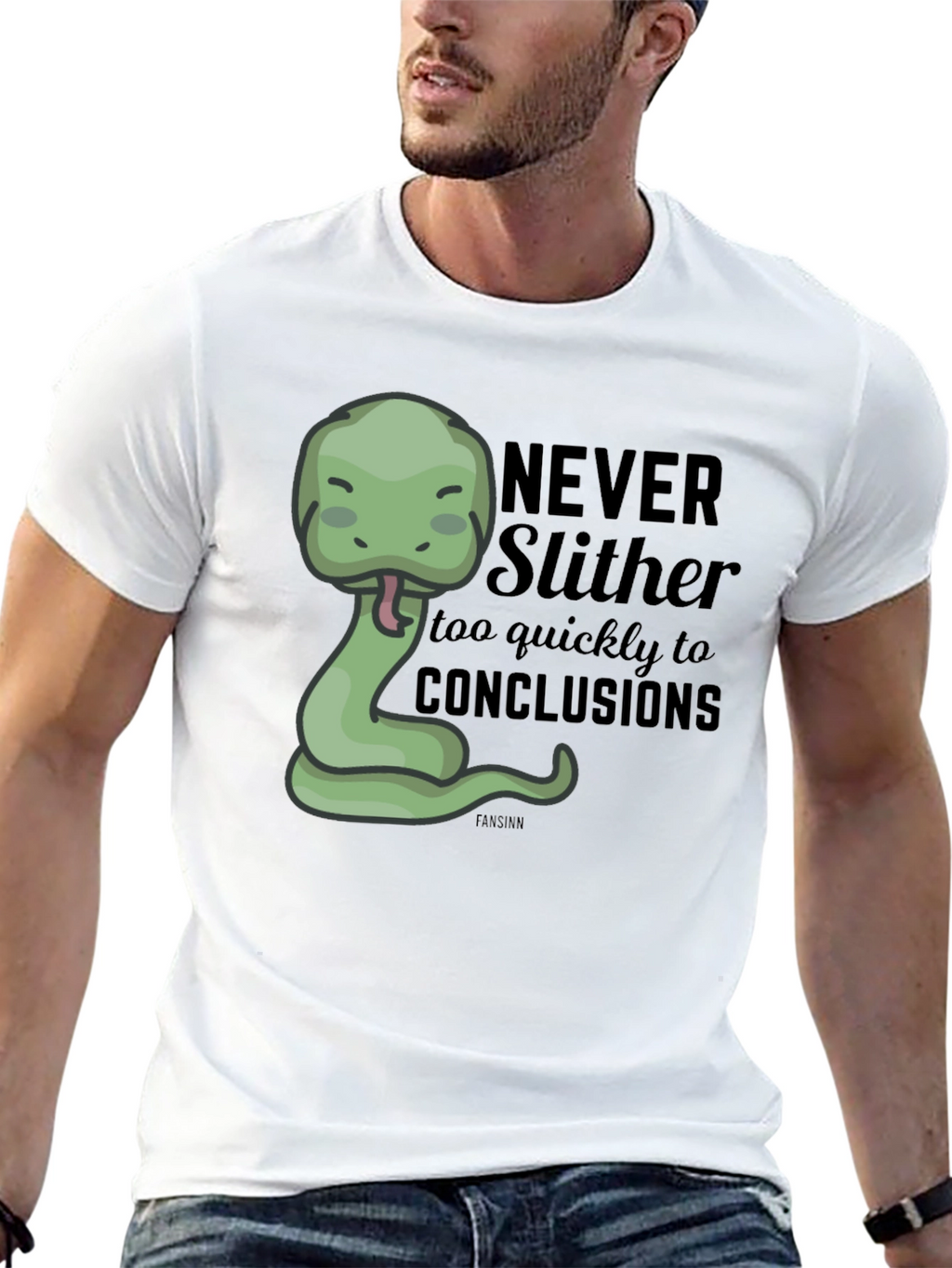 Funny Snake Graphic T-Shirt - Never Slither to Conclusions