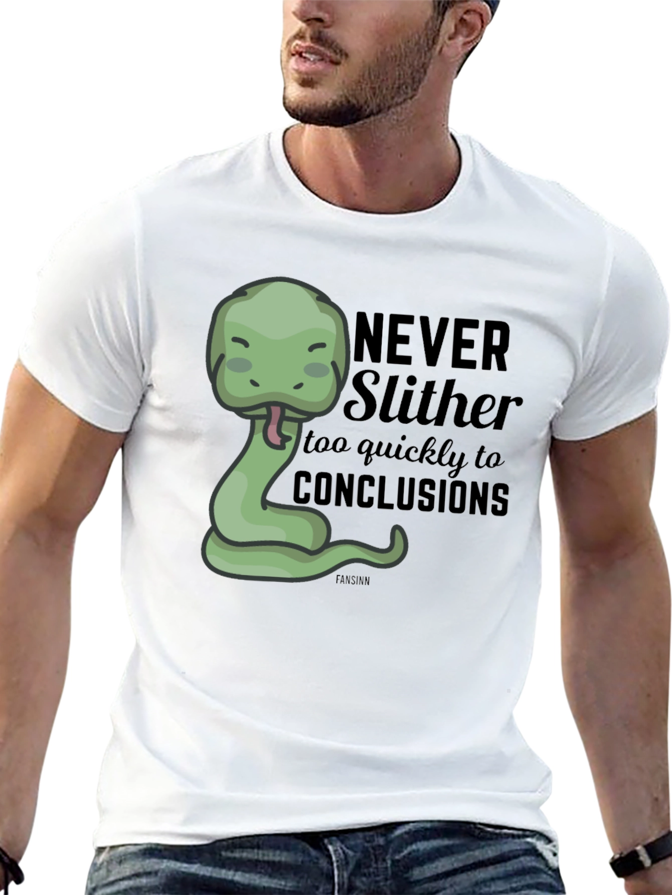 Funny Snake Graphic T-Shirt - Never Slither to Conclusions