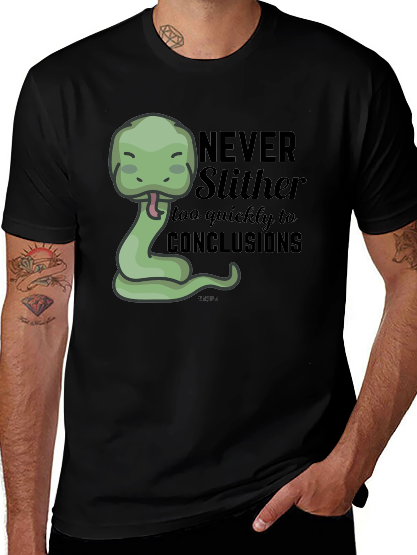 Funny Snake Graphic T-Shirt - Never Slither to Conclusions