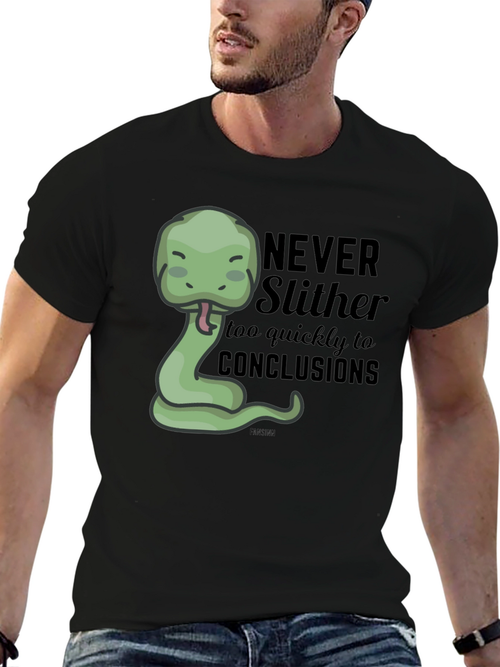 Funny Snake Graphic T-Shirt - Never Slither to Conclusions