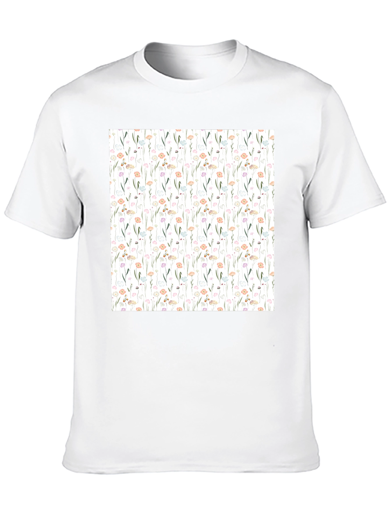 Floral Pattern Black T-Shirt