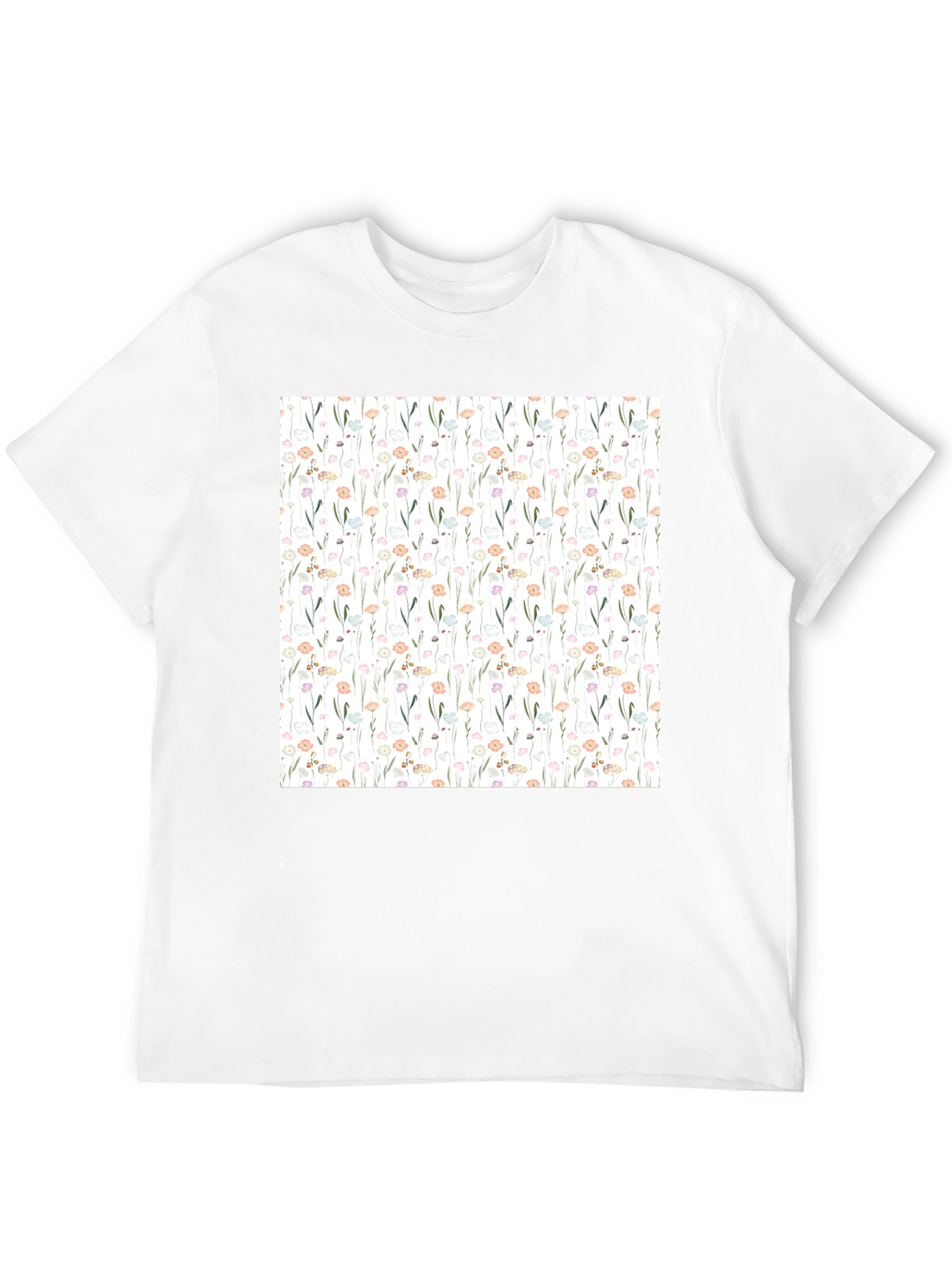 Floral Pattern Black T-Shirt
