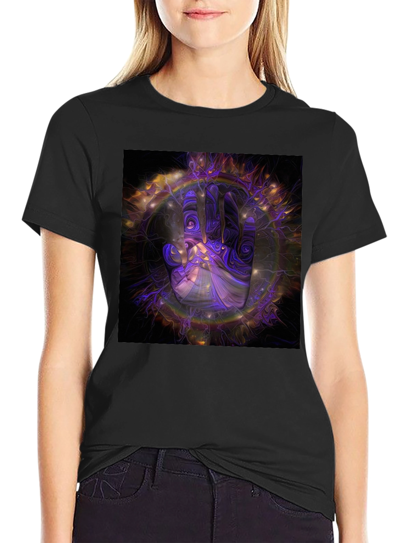 Abstract Hand Graphic Print Black T-Shirt