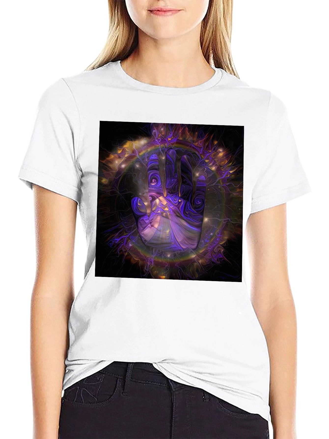 Abstract Hand Graphic Print Black T-Shirt