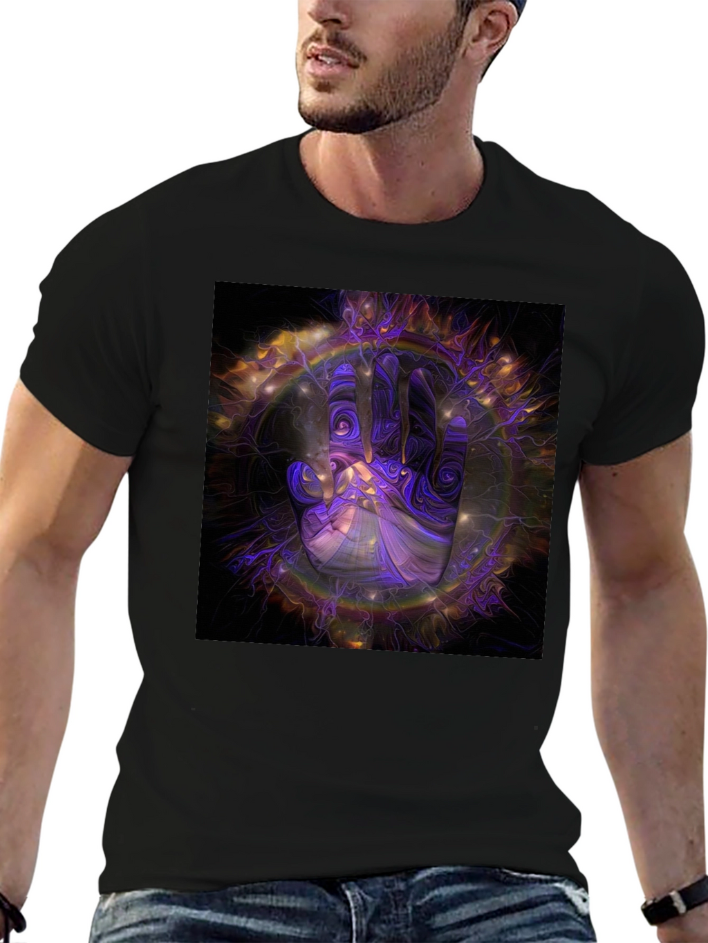 Abstract Hand Graphic Print Black T-Shirt