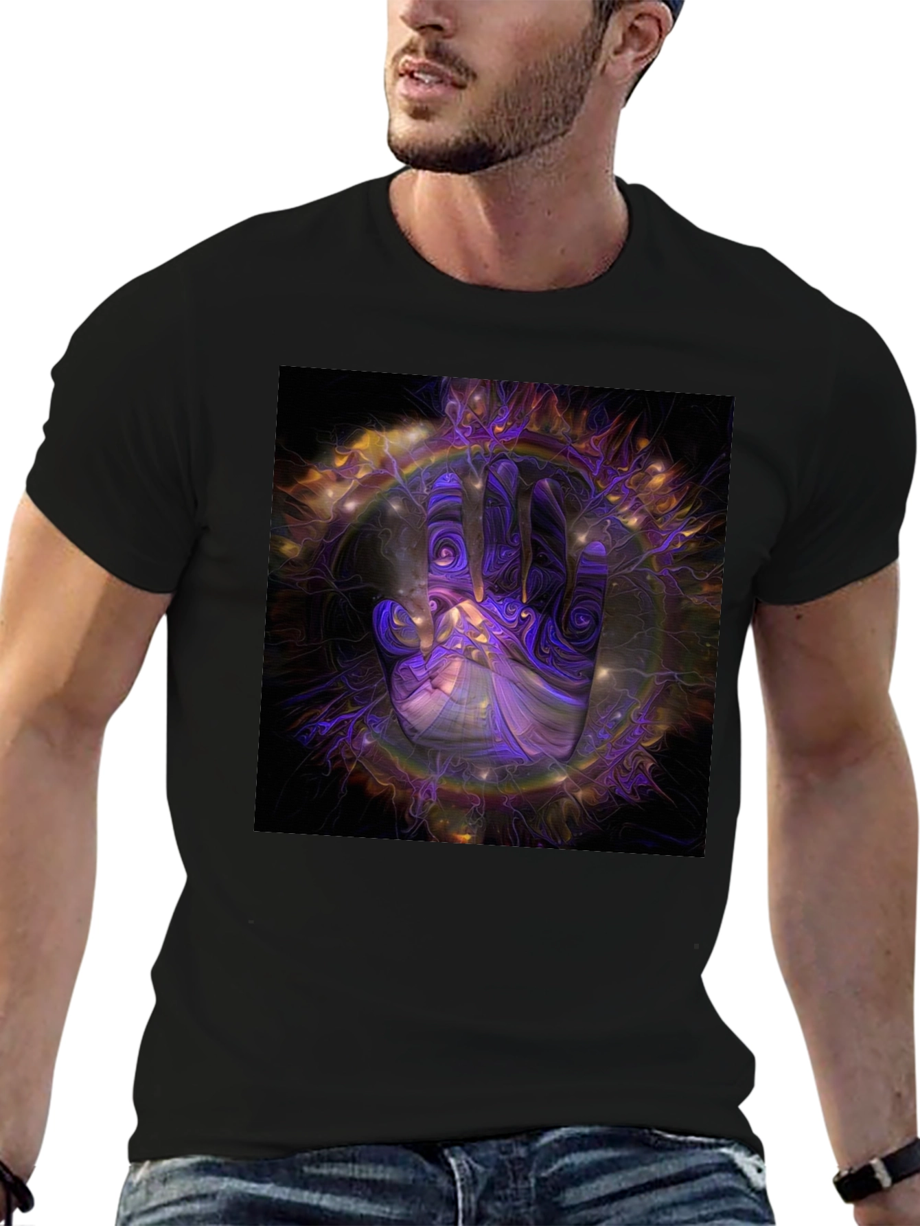 Abstract Hand Graphic Print Black T-Shirt